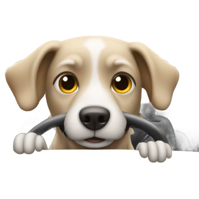The dog drives a car emoji