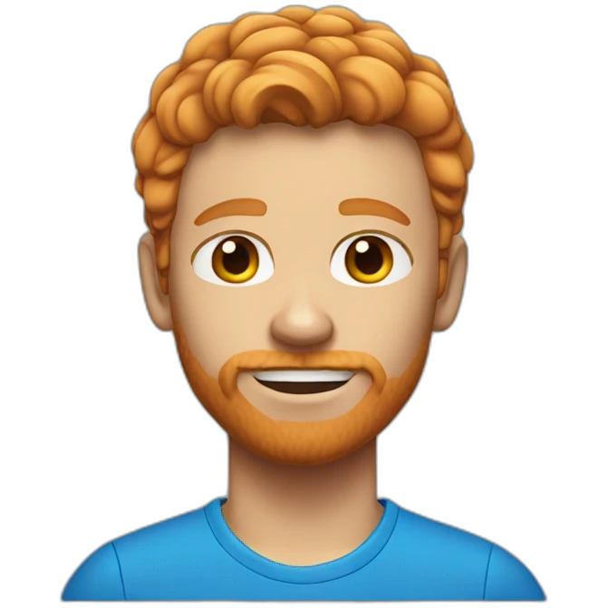 short hair ginger without beard or mustache tennis player with a blue tshirt emoji