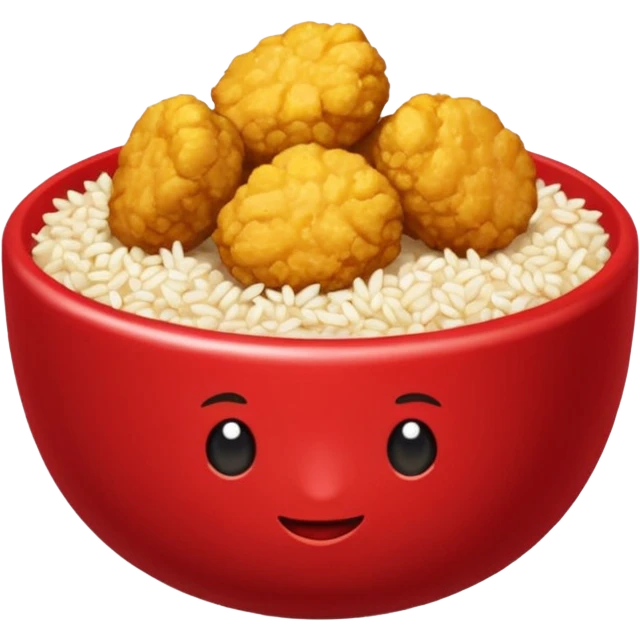 Bol rouge avec des nuggets et du riz emoji
