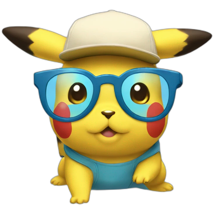 Pikachu lunette bleu emoji