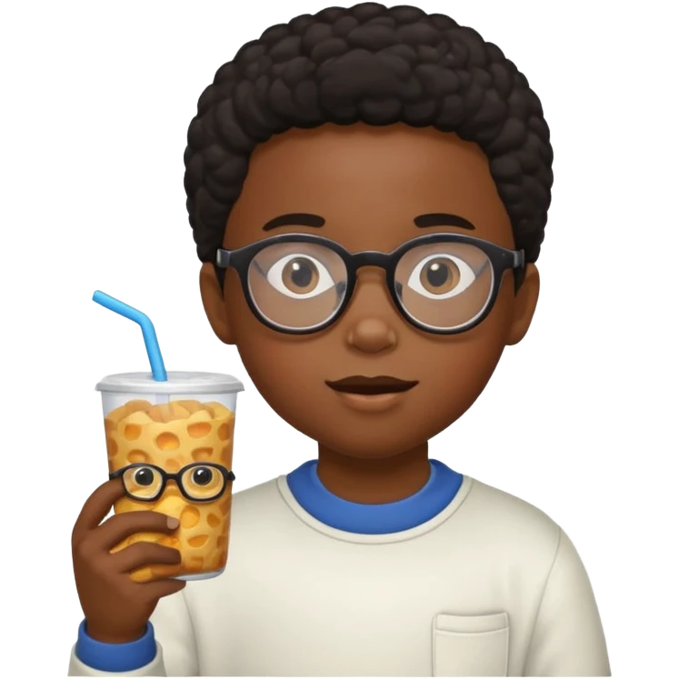 snack holding black kid with glasses emoji