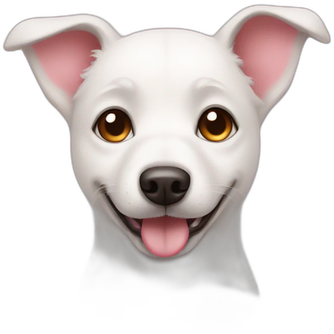 White dog in love with heart eyes emoji