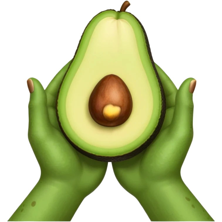 hands holding a small avocado emoji