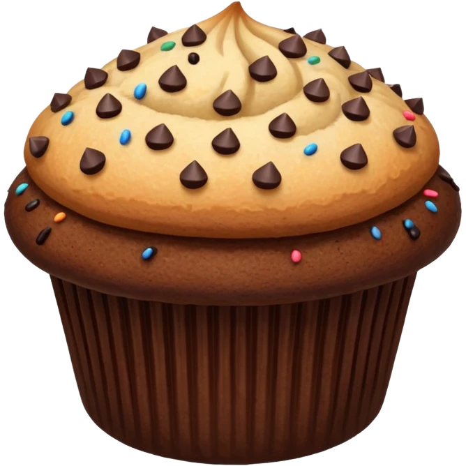 dark brown vanilla muffin chocolate sprinkles on top emoji