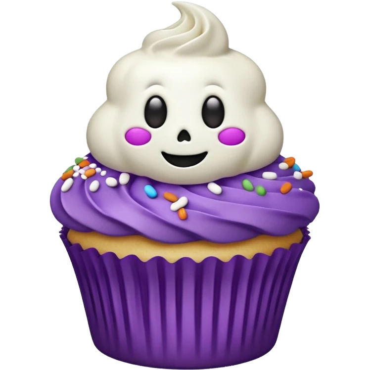 cupcake fantasma roxo e branco emoji