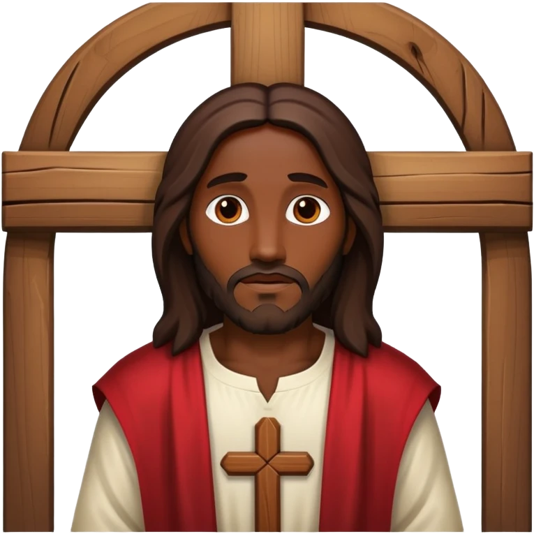 Dark skin christ Jesus on big cross emoji
