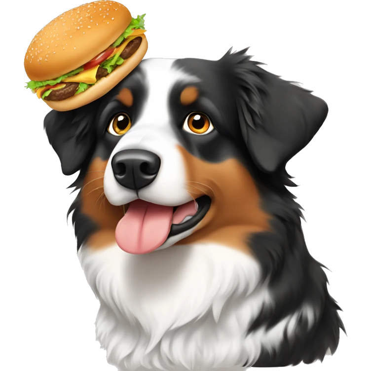 Australian shepherd 3 color hamburger emoji