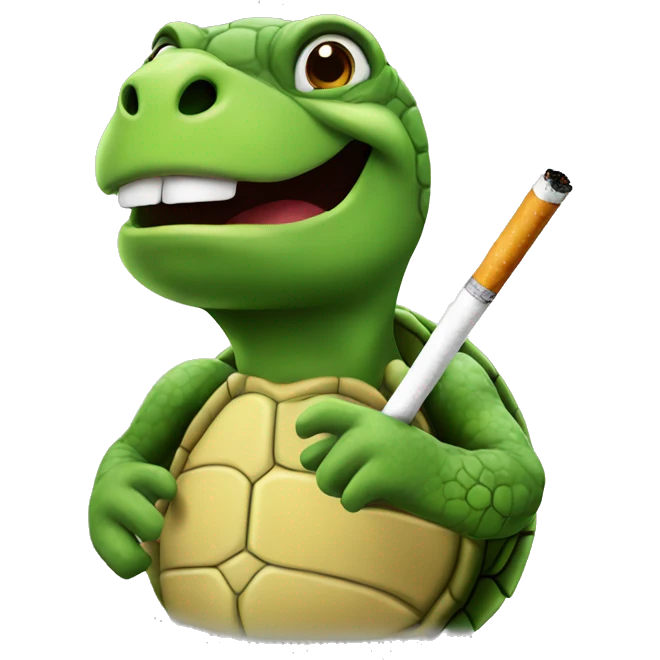 Turtle with a cigarette in mouth emoji