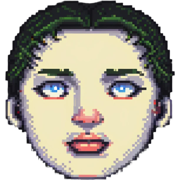 pixel art suspicious face with one eyebrow up and mouth agape, 'what the hell' feeling emoji