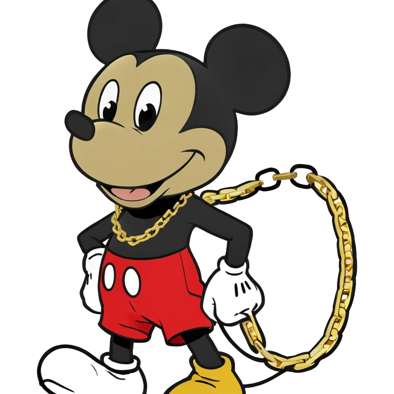 Mickey mouse from the ghetto and gold chain emoji