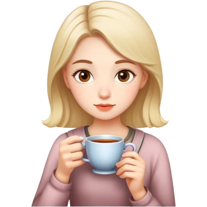 girl with a calm face, drinking tea emoji