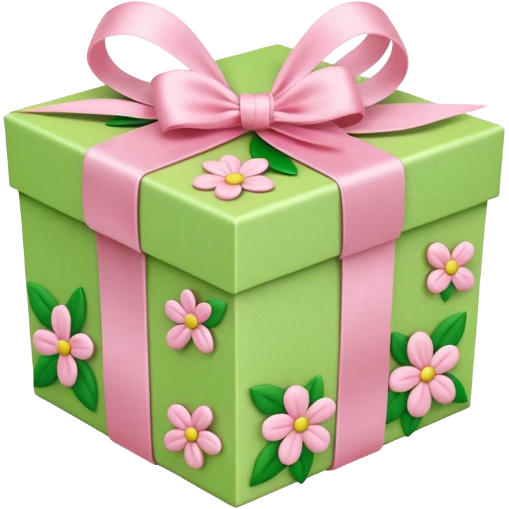 light green and light pink floral gift box emoji