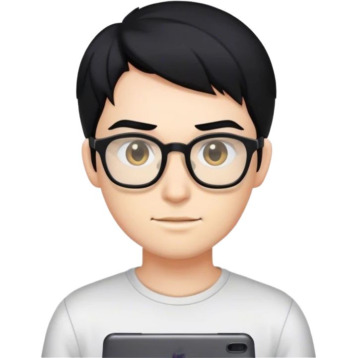 gamer, black hair girl with glasses emoji