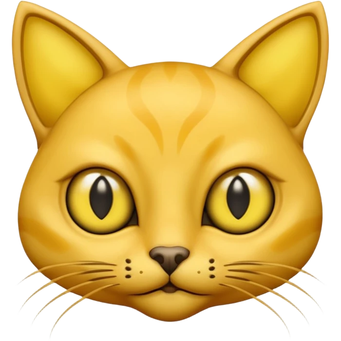 furless dark yellow alien cat face with alen eyes emoji