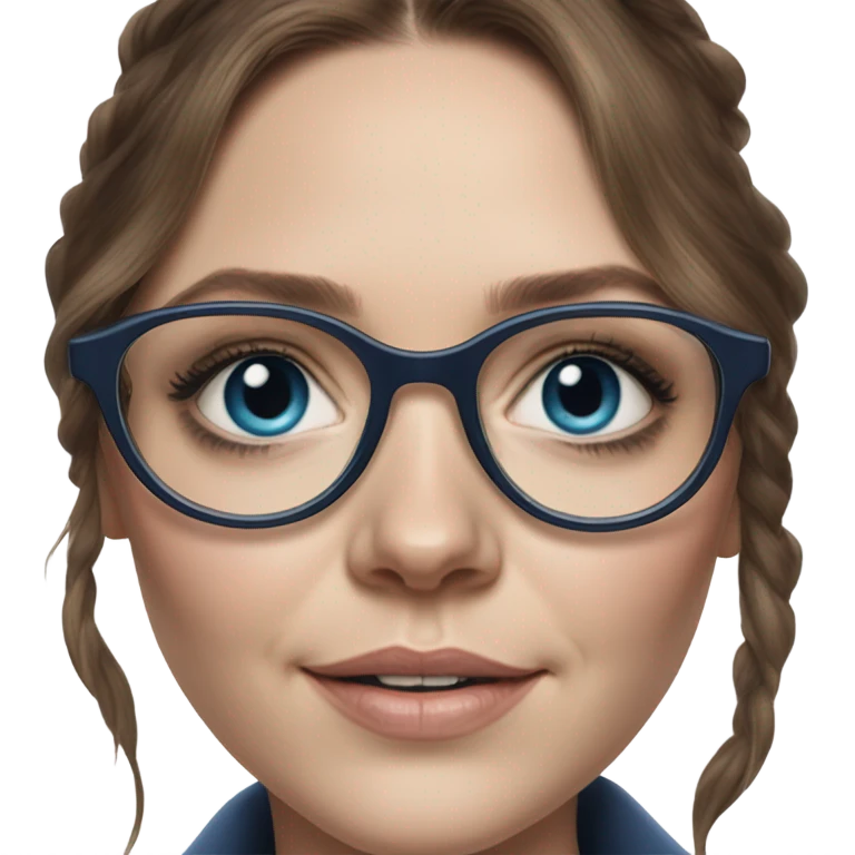 Hyper Realistic Elizabeth Olsen brunette blue eyes wearing glasses  emoji