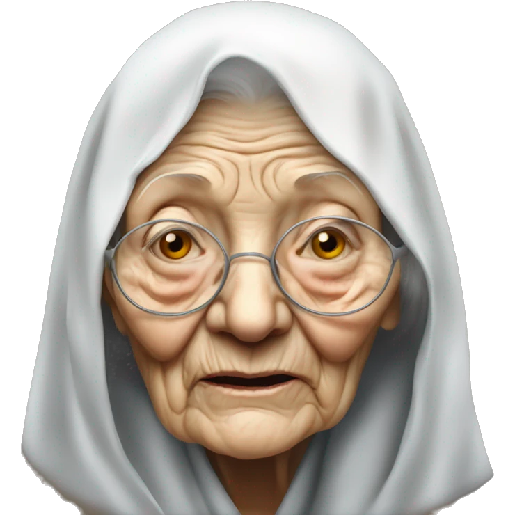 Baba Vanga, blind old woman, closed eyes emoji