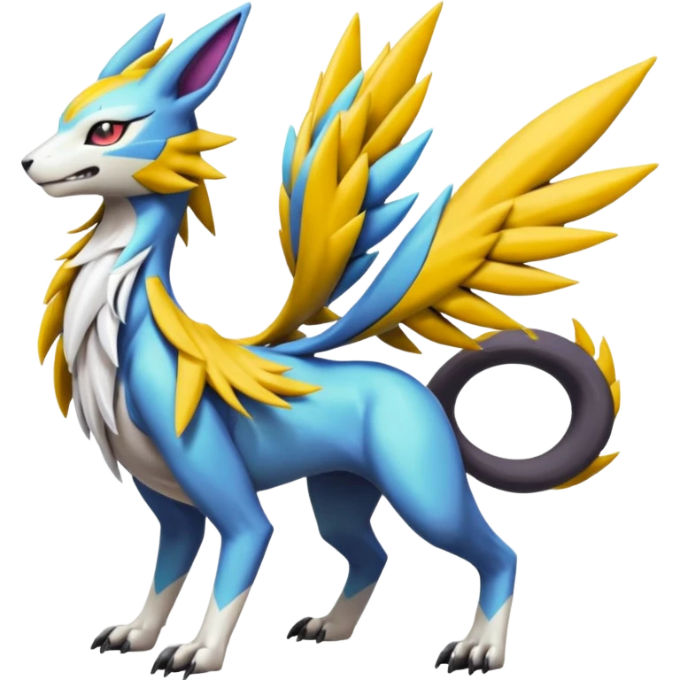 Colorful Meloetta-Manectric-Renamon-Wargreymon-Sergal-Pokémon-Digimon-Fakémon-fusion-hybrid-creature emoji