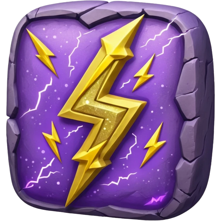 Purple rune with Yellow lightning bolts emanating from it. With glitter shine emoji
