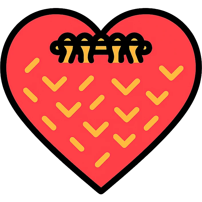 A Red knitted heart emoji