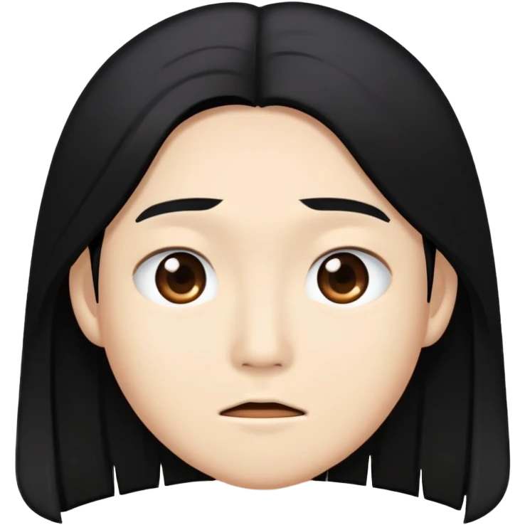 asain, long black hair, and stupid looking emoji