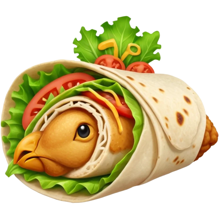 chicken wrap with lettuce and tomato peeking out emoji
