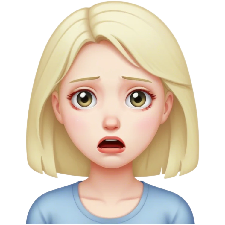 realistic portrait of girl having a mental breakdown emoji