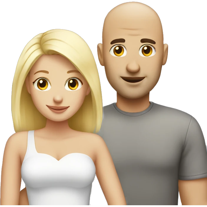Bald guy with blonde girl couple  emoji