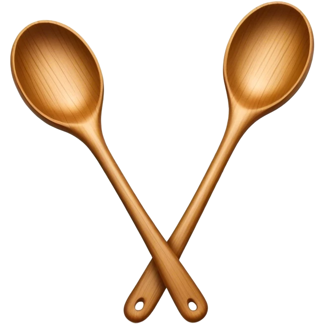 Two wooden spoons clashing together rhythmically, just like in traditional folk dance performances. The motion captures the lively energy of cultural dance and music emoji