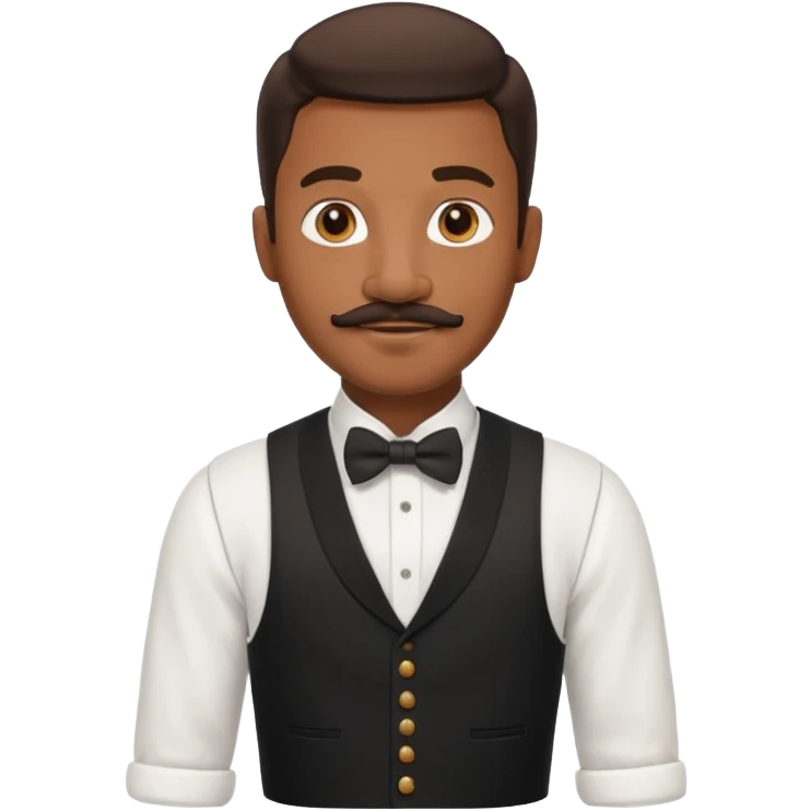 mustached black waiter man emoji