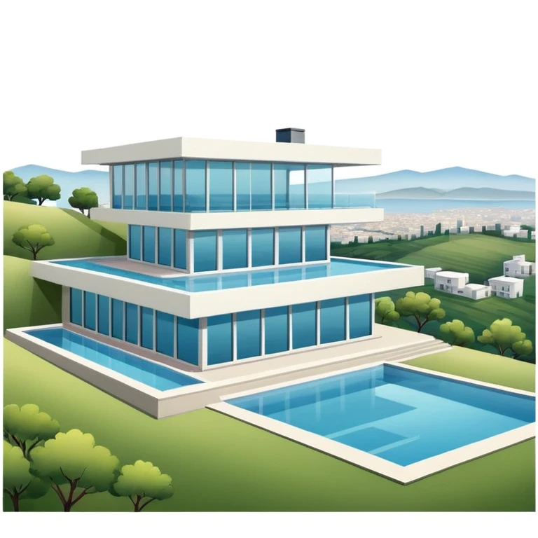 modern house on the hill, with a pool ON THE HILL WITH VIEW AT THE CITY emoji