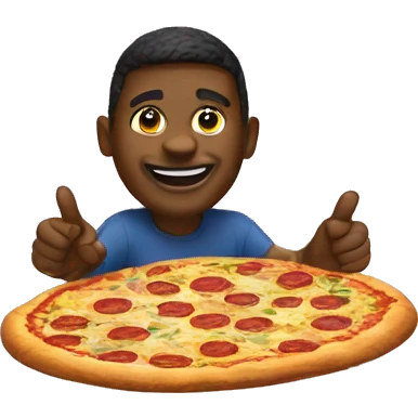 black guy on top of Mount Everest with a pizza emoji