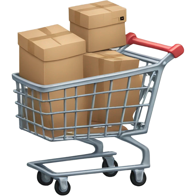 Online industrial style shopping cart with boxes emoji