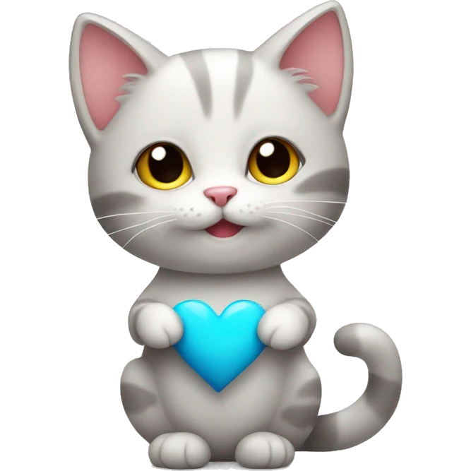cute cat holding a big heart emoji