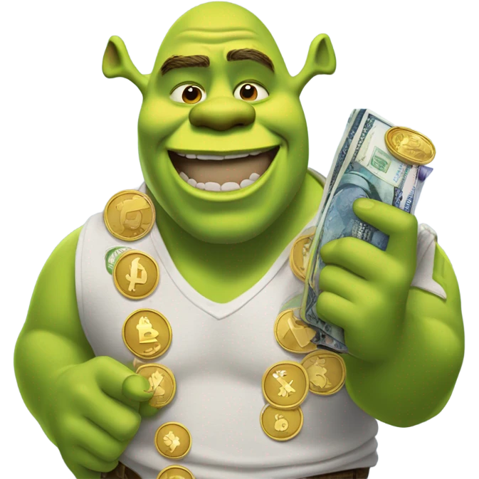 Shrek with crypto emoji