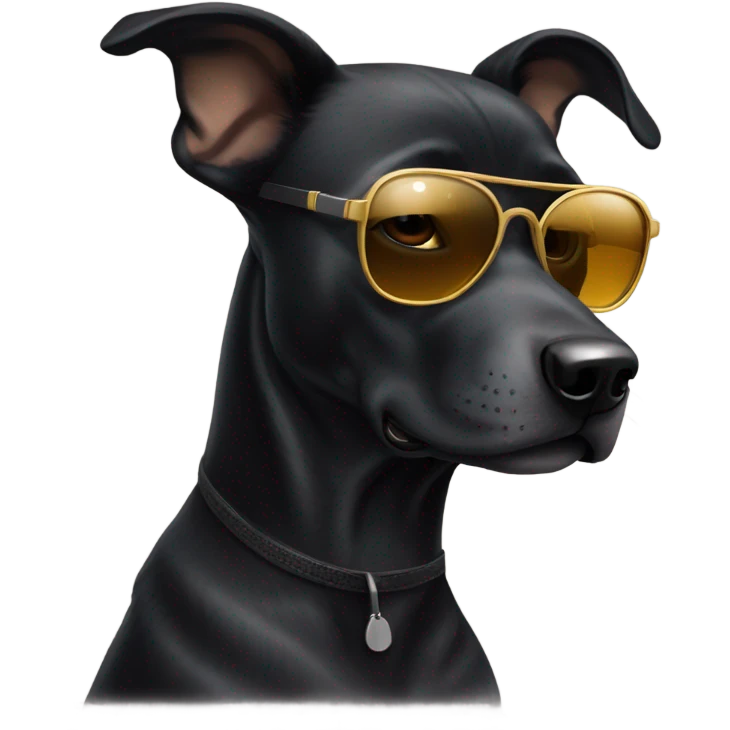 cool black dog with sunglasses (head only) emoji