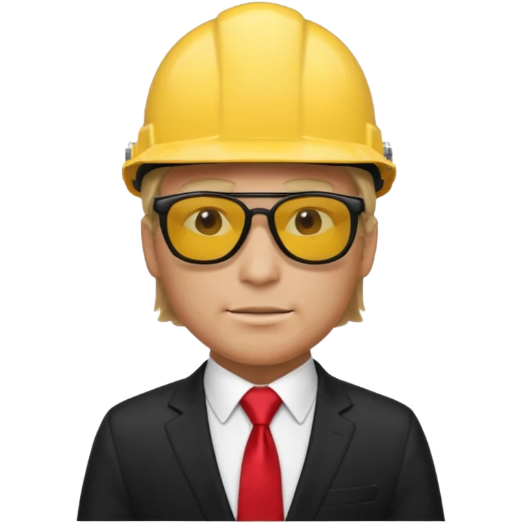 black suit red tie with yellow helmet man and sunglasses emoji