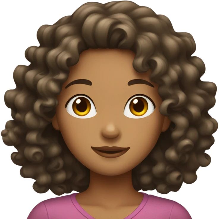 tan girl with curly wavy dark hair emoji