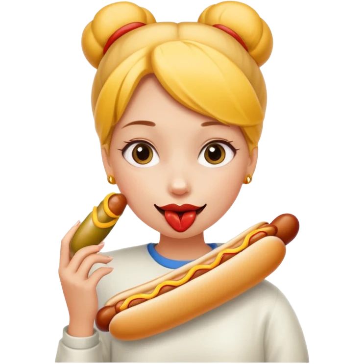 Girl hotdog in mouth emoji