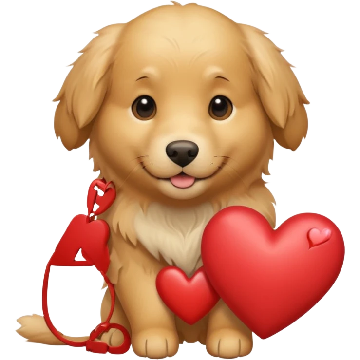 A dog holding a heart (modeled after a Golden Retriever) emoji