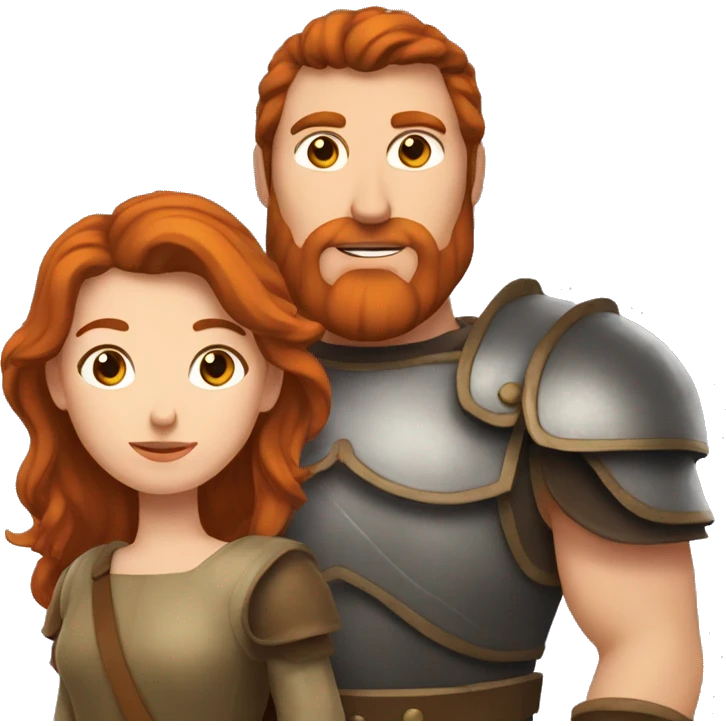 Une femme rousse il embrasse un homme châtain  emoji