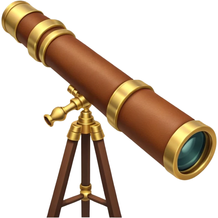 pirate spyglass object icon, brass telescope, leather grip, 3D cartoon, mobile game icon style, centered, clean background, no text, no watermark
 emoji