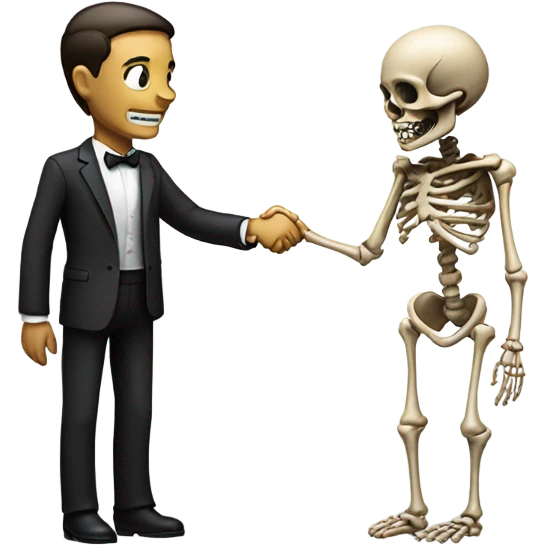 man shaking hands with death emoji