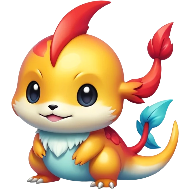 Randomly-colored chibi Fakémon-creature emoji