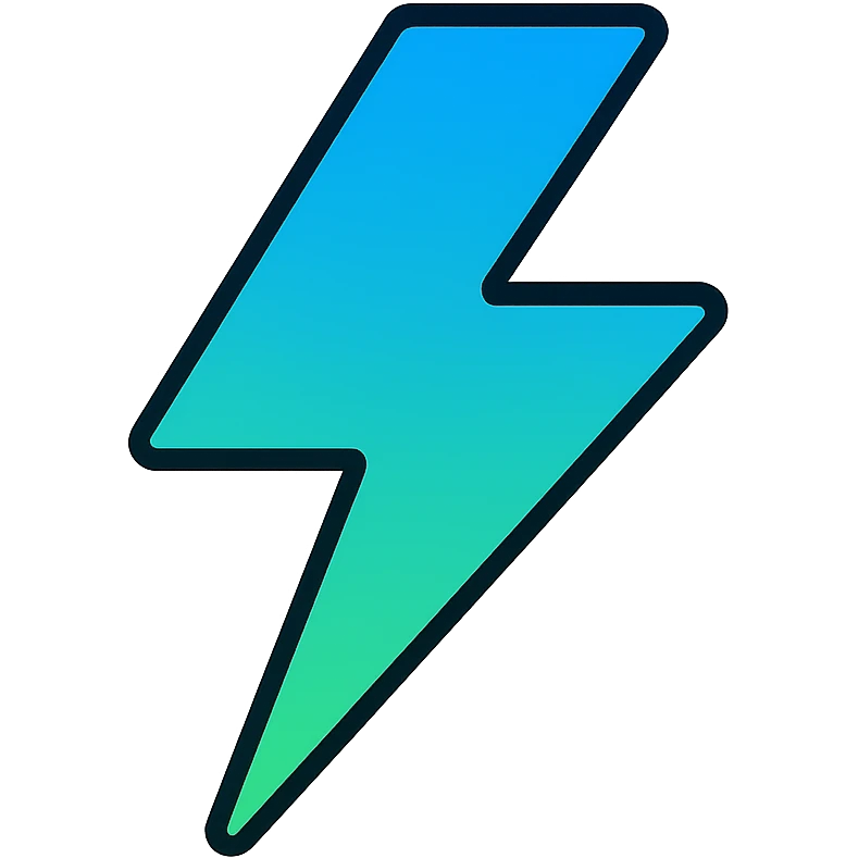 abstract thunder icon with blue and green gradient emoji