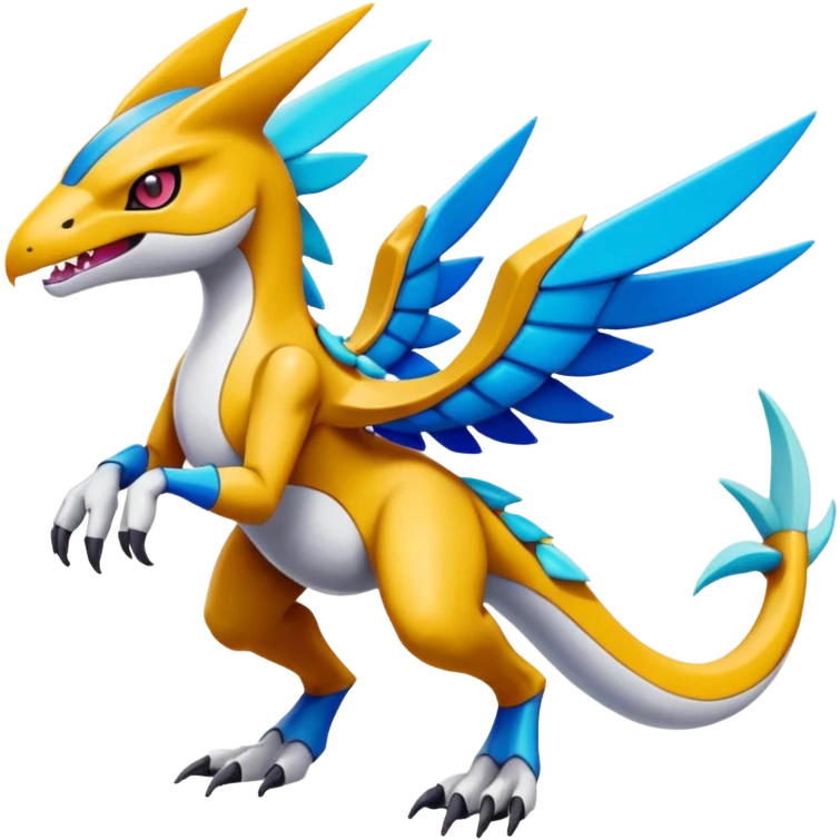 Colorful Meloetta-Latios-Wargreymon-Sergal-Pokémon-Digimon-Fakémon-fusion-hybrid-creature emoji