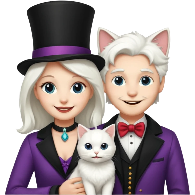 magician couple and their pet cat emoji