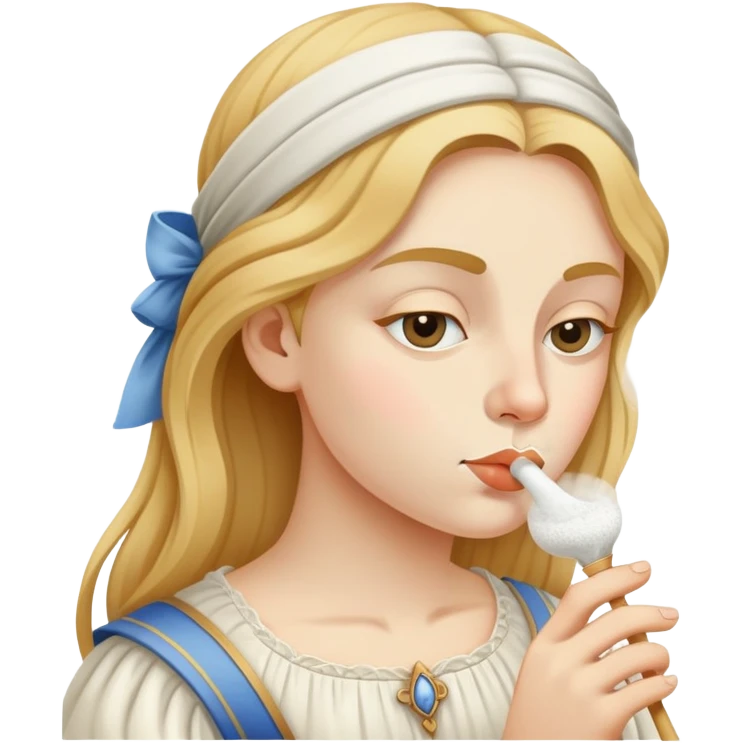 Someone sniffing white powder through a straw in the style of a renaissance painting  emoji