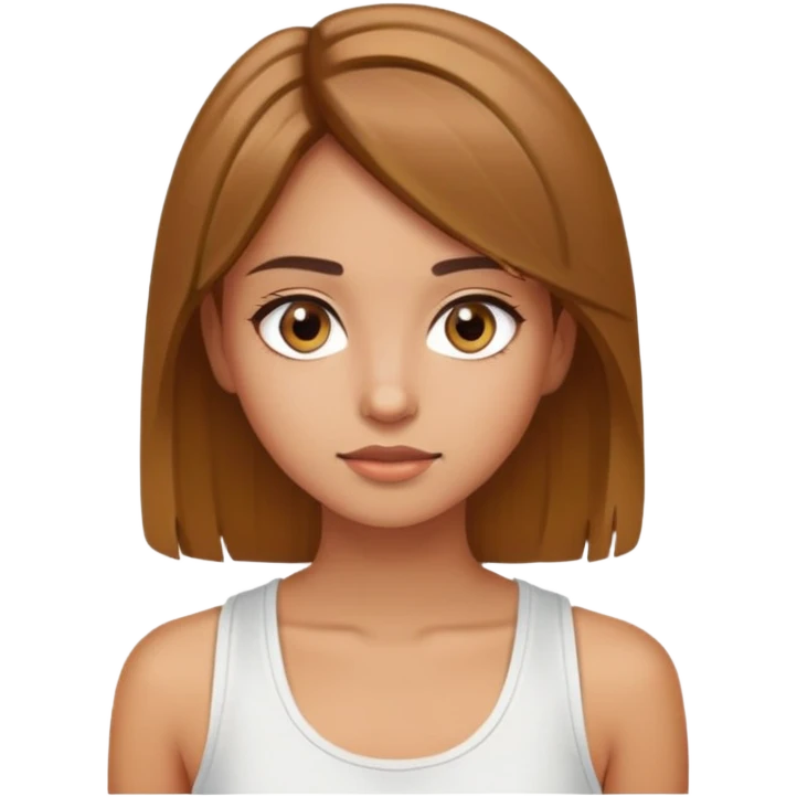 A light brown straight hair, hazel eyes, olive skin girl wearing a white tank top emoji