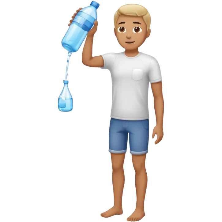 man full body emptying a bottle of water emoji
