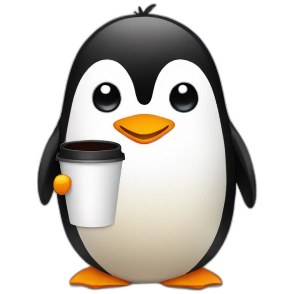 Penguin with coffee emoji